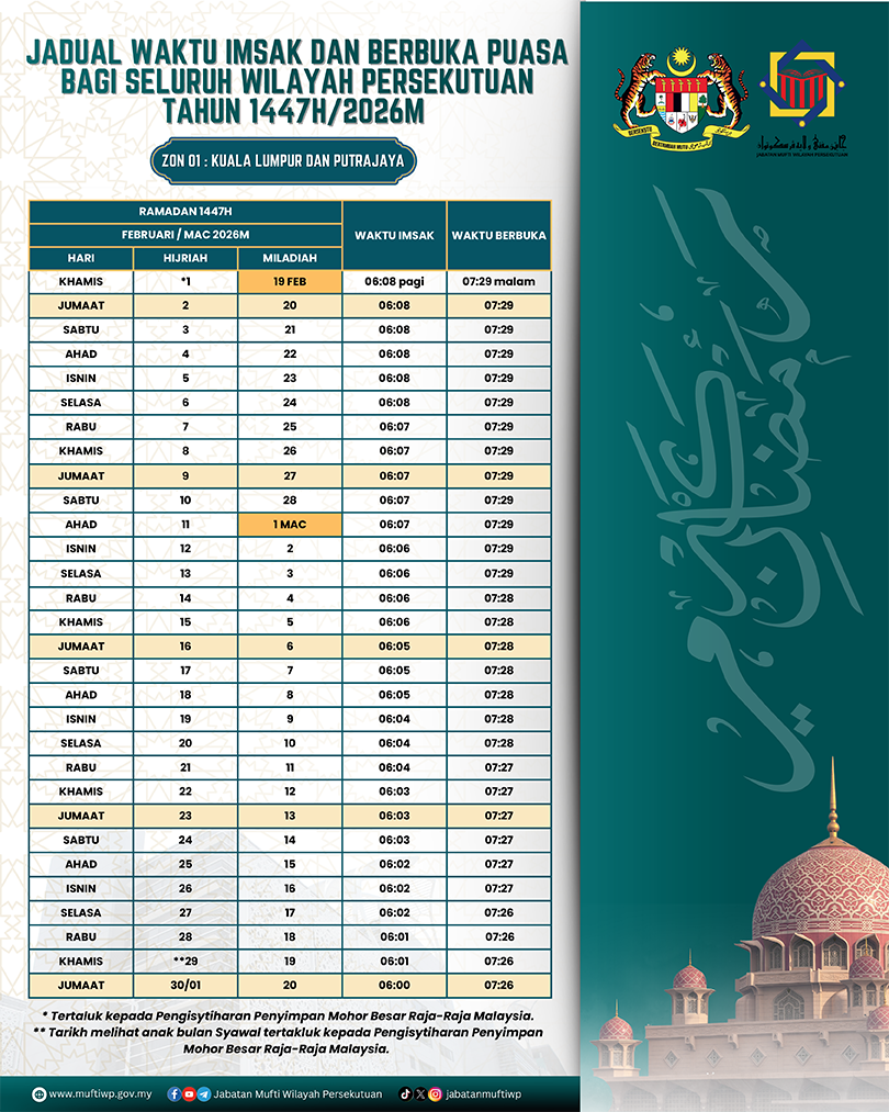 COVER IMSAK DAN BERBUKA WP KL PUTRAJAYA 2026